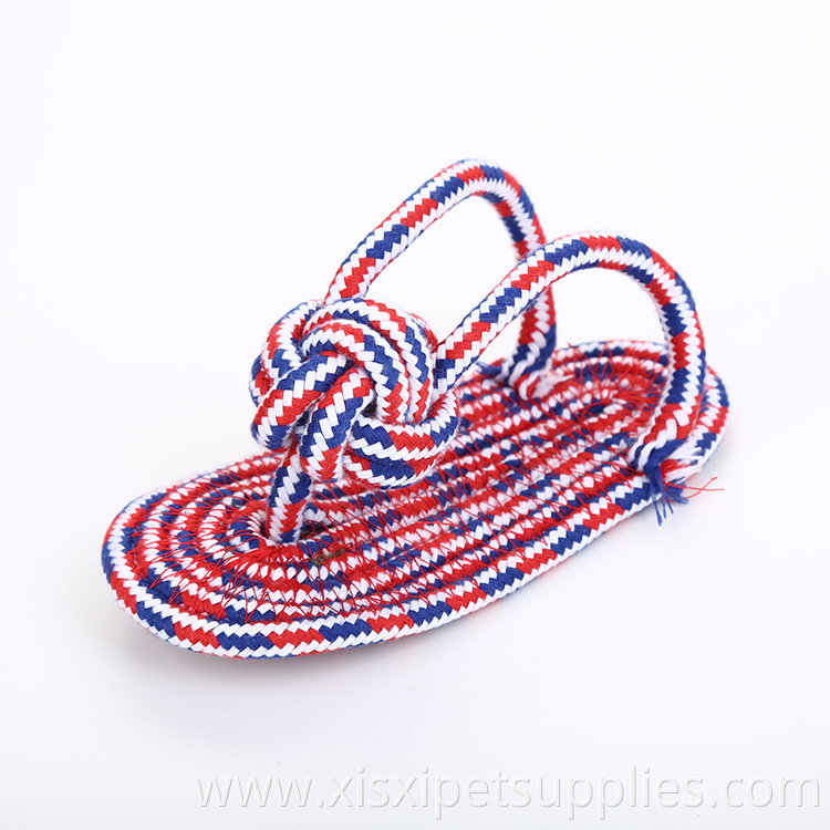 Wholesale Cotton Rope Slipper Shape Puppies Molar Clean Teeth Dog Chew Activity Toy